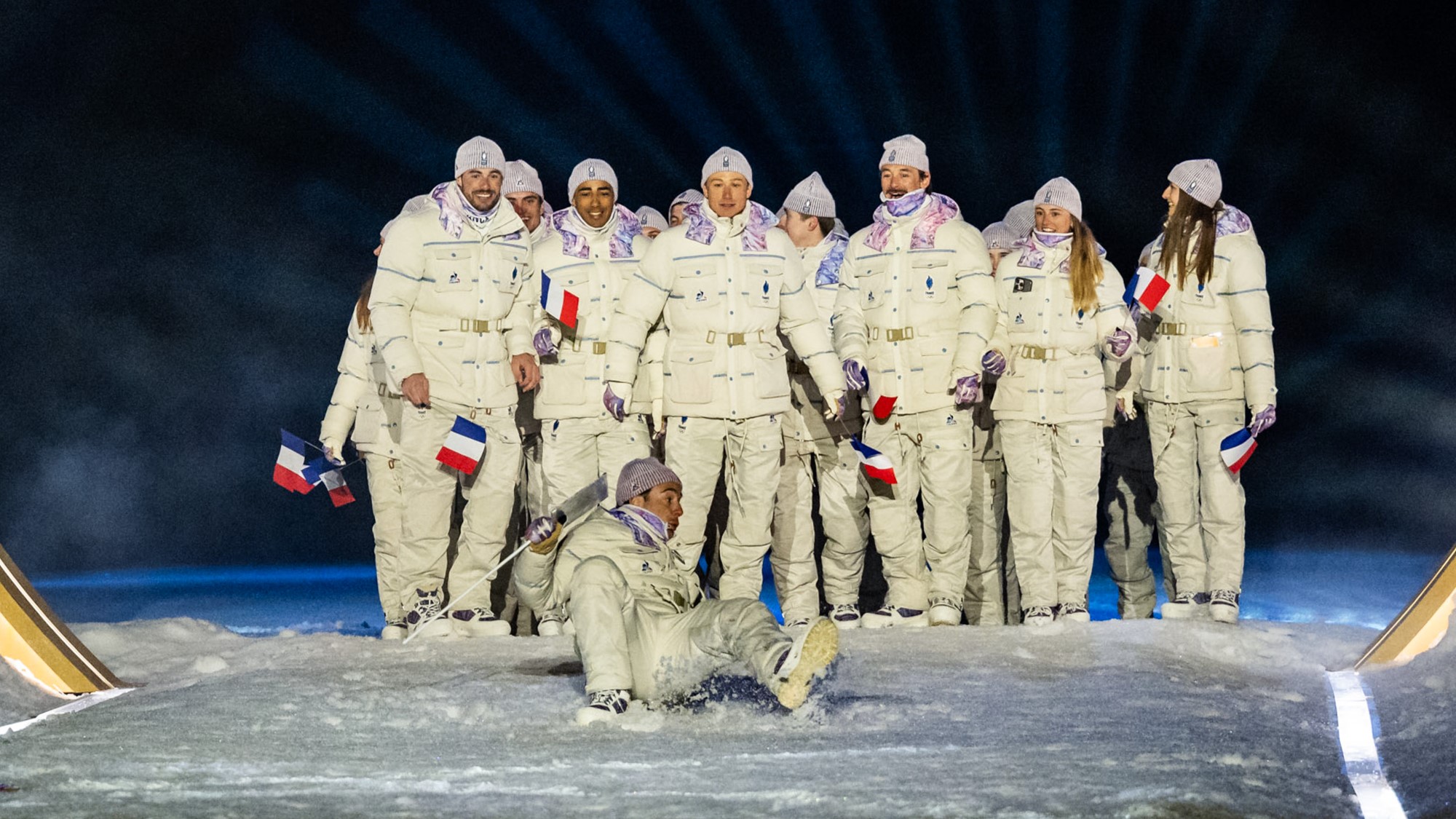 A francia csapat a milánói-cortinai téli olimpia megnyitóján.