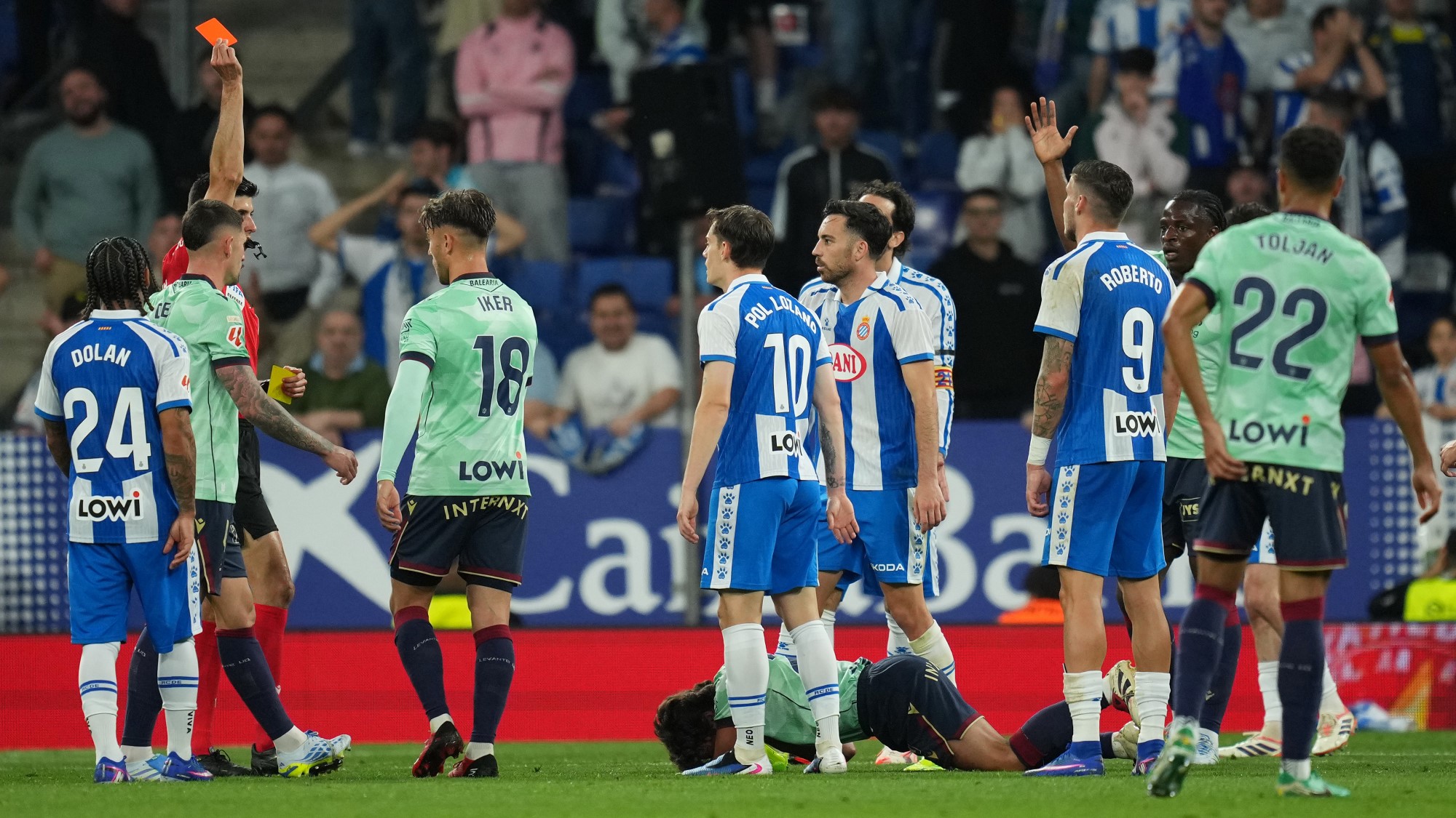 Pol Lozano piros lap 48 másodperc alatt espanyol levante