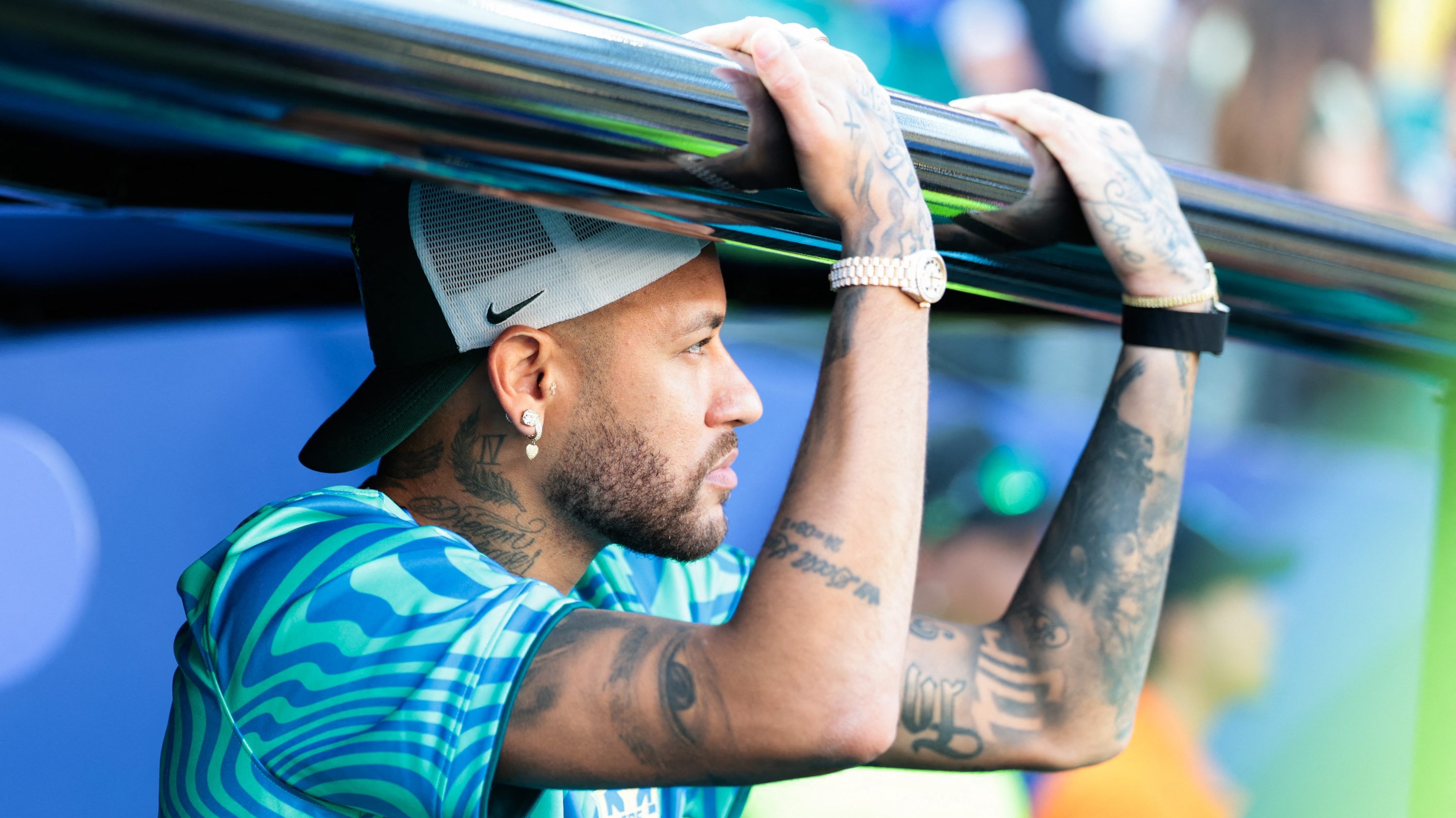 Neymar a Marokkó elleni mérkőzés előtt.