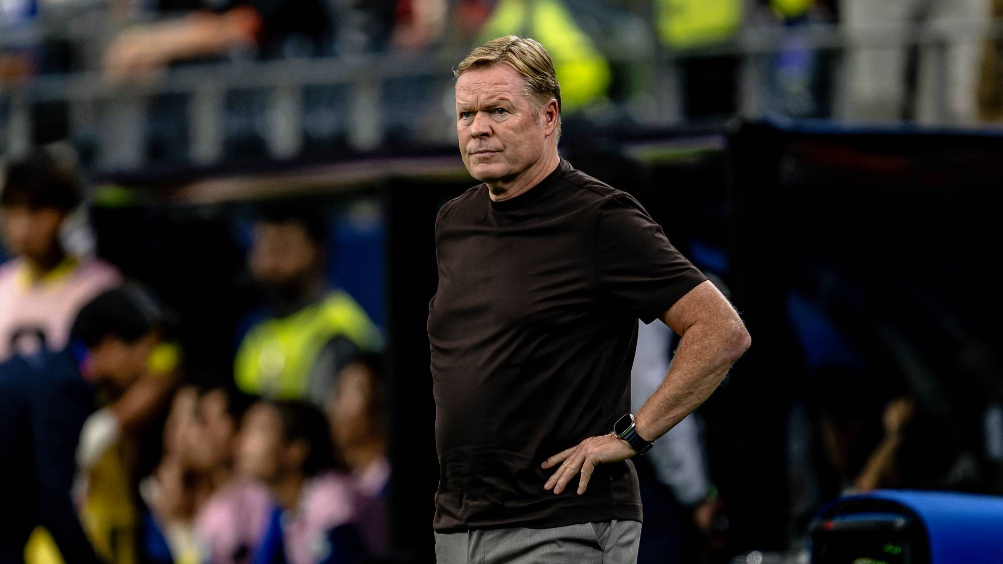 National coach Ronald Koeman of the Netherlands during the Netherlands vs. Japan match at the 2026 World Cup at AT&T Stadium on June 14, 2026, in Dallas, United States. (Photo by Stefan Koops/EYE4IMAGES/NurPhoto via Getty Images)