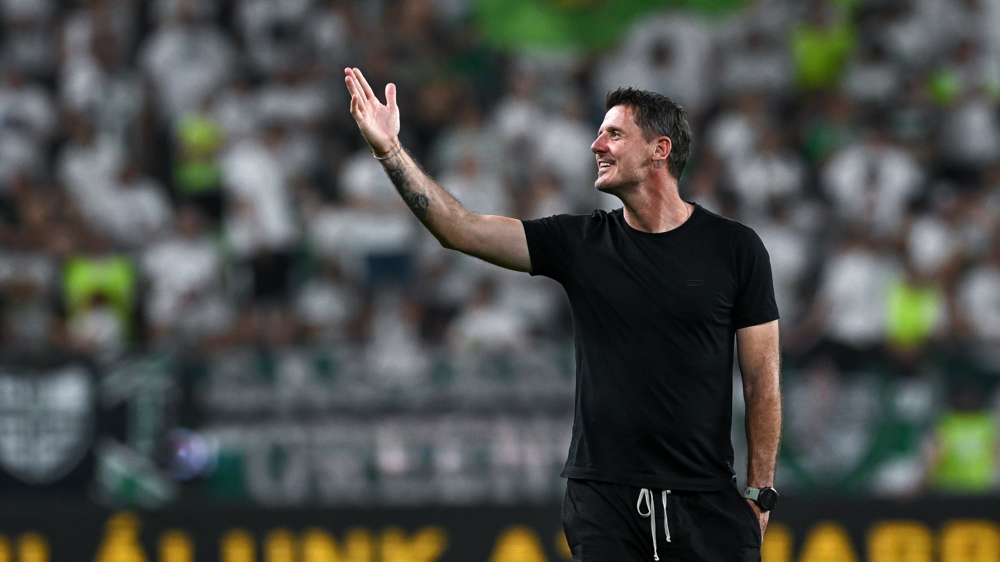 Borbély Balázs, a Ferencváros vezetőedzője a labdarúgó Európa-liga selejtezőjének 4. fordulójában játszott Ferencváros - Trabzonspor visszavágó mérkőzés után a Groupama Arénában 2026. augusztus 27-én. A Ferencváros 4-0-ra győzött.